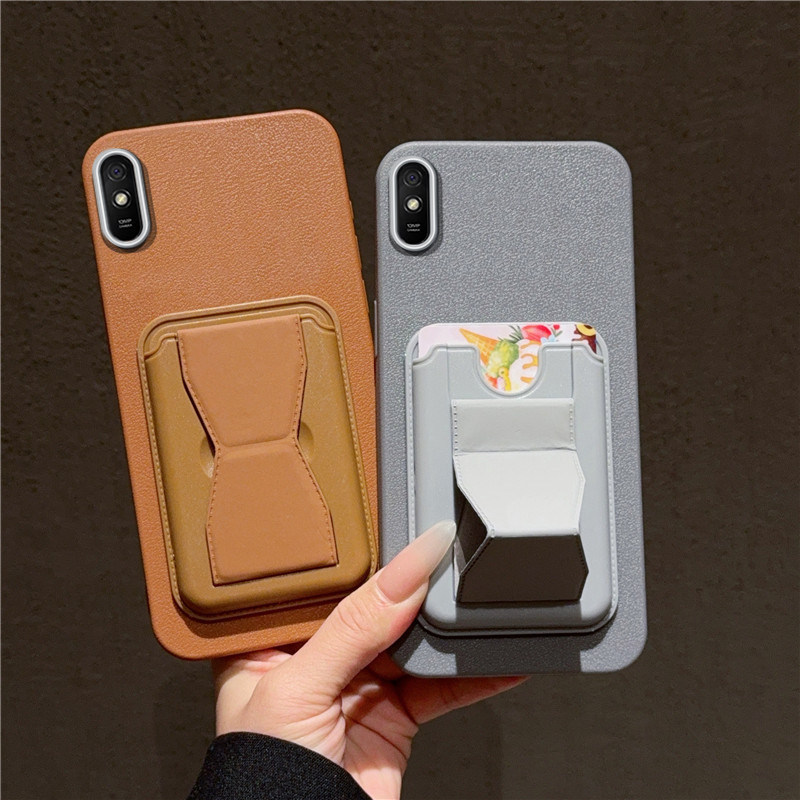 适用红米9A手机壳带支架卡包小米redmi9c保护套超薄磨砂硅胶软壳男女款插卡防摔外壳全包时尚皮纹xiaomi高档