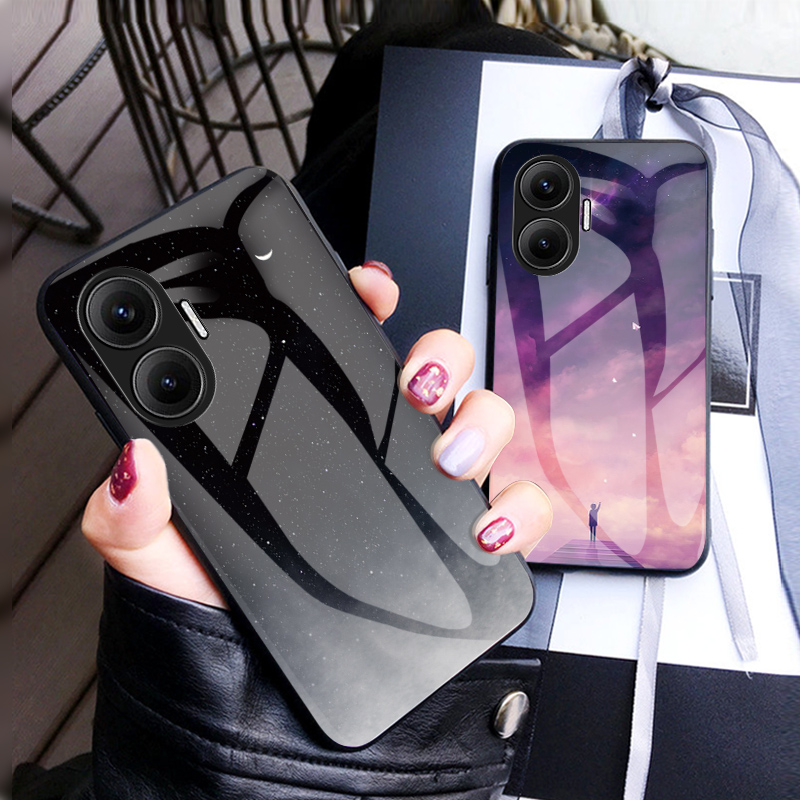 适用于小米POCO F7手机壳彩绘玻璃pocof7保护套梦幻星空pocx外壳case海外版港pcox男女新款硅胶软边全包防摔