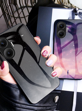 适用于小米POCO F7手机壳彩绘玻璃pocof7保护套梦幻星空pocx外壳case海外版港pcox男女新款硅胶软边全包防摔
