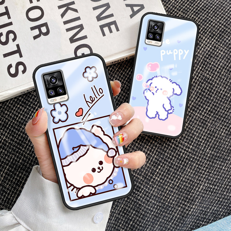 vivoV20SE彩绘玻璃卡通保护套