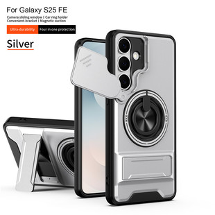 适用于三星S25FE手机壳galaxys24ef保护套23f带镜头盖推窗SM 气囊防摔711N全包galaxy支架磁吸 S731B外壳7210