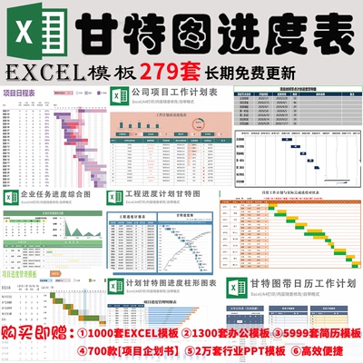 工作计划进度管理excel模板表格甘特图日程表自动日历总结项目