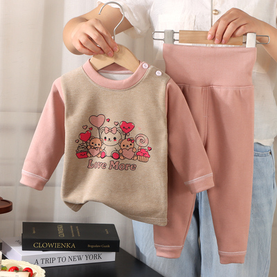 秋冬宝宝加绒加厚保暖内衣套装