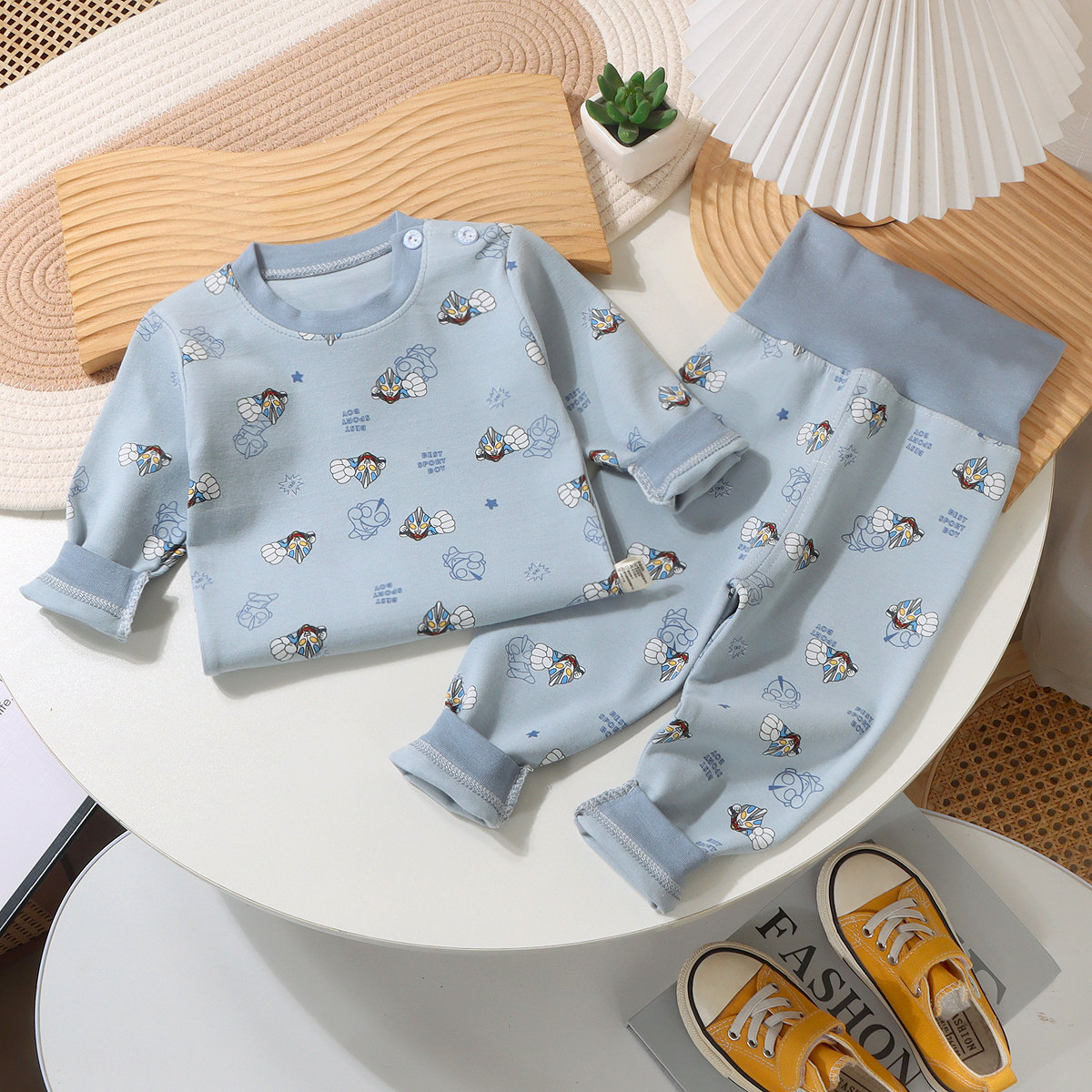 婴幼儿衣服春秋款宝宝秋衣秋裤男儿童内衣套装新生儿衣服棉高腰裤