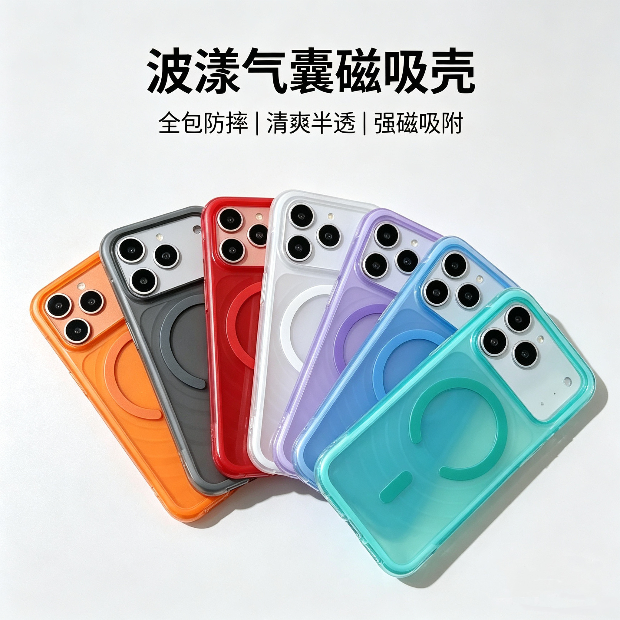 波漾壳气囊防摔适用苹果17ProMax手机壳iPhone17Pro波漾壳magsafe磁吸支架全包软边防摔AI按键26promax保护套