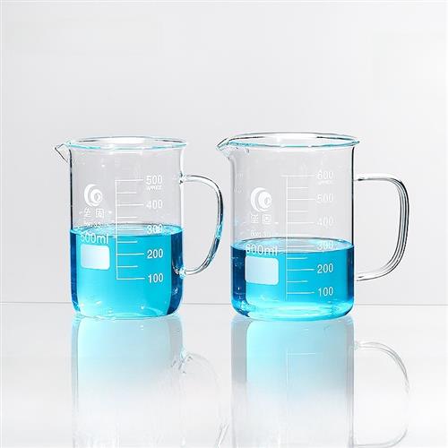 垒固 玻璃带柄烧杯 玻璃烧杯刻度带把手200/300/400/500/1000ml