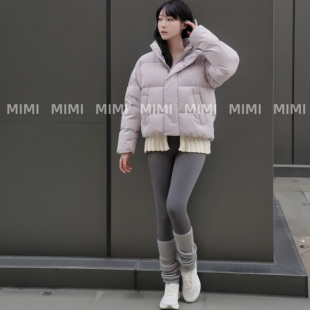 MIMI/迪箭头单标科技内衬防水面料运动立领短款面包服羽绒服外套