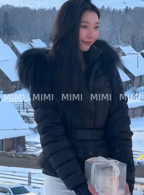 MIMI/禾木易梦玲种草beverley短款鹅绒滑雪服狐狸毛领收腰氛围感