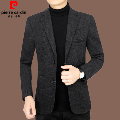 皮尔卡丹休闲春秋西装男修身毛呢