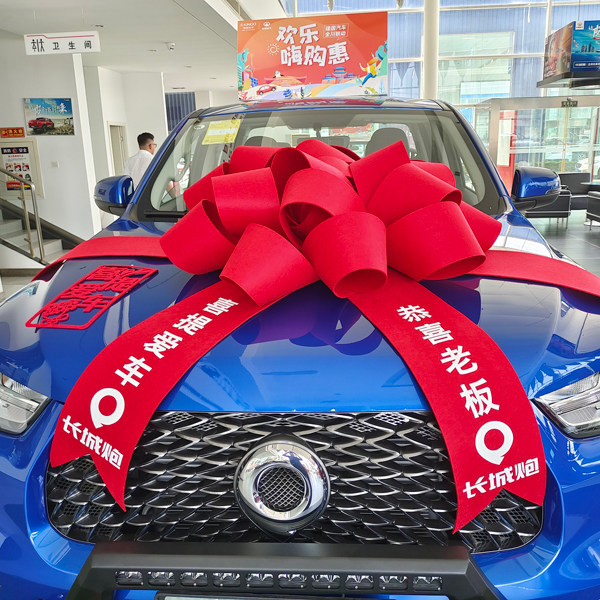 陪嫁妆车蝴蝶结4s店展厅展车装饰布置提车交车仪式车头布置大红花