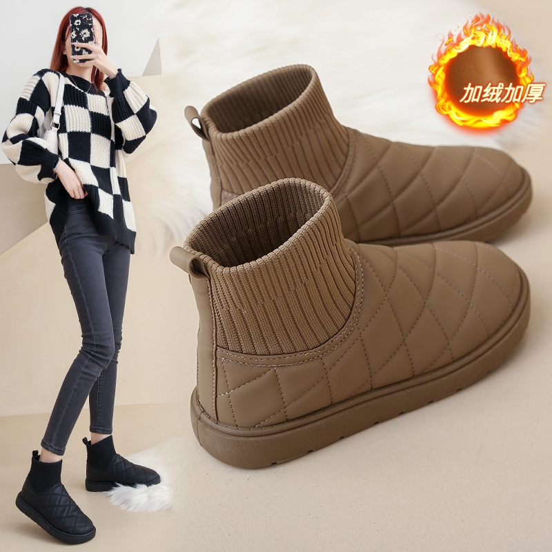 皮毛一体雪地靴女2024新款冬季