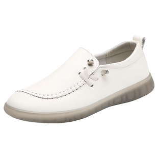 真皮妈妈鞋一脚蹬牛筋底女鞋软底老北京布鞋单鞋春季新款休闲皮鞋