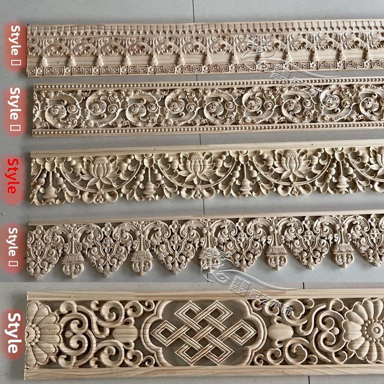 东阳木雕藏式中式和欧式客厅背景墙天花板装饰蕾丝格栅实木镂刻线