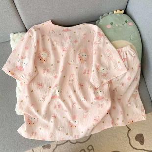 短裤 纯棉短袖 宿舍甜美小香风家居服两件套 睡衣女春秋季 2025年新款