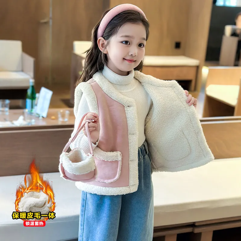 女童秋冬马甲2025新款一体保暖衣