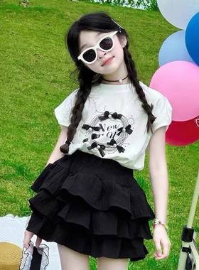 2026年新款女童套装短袖蛋糕短裙半身裙夏季小女孩新款中大童潮