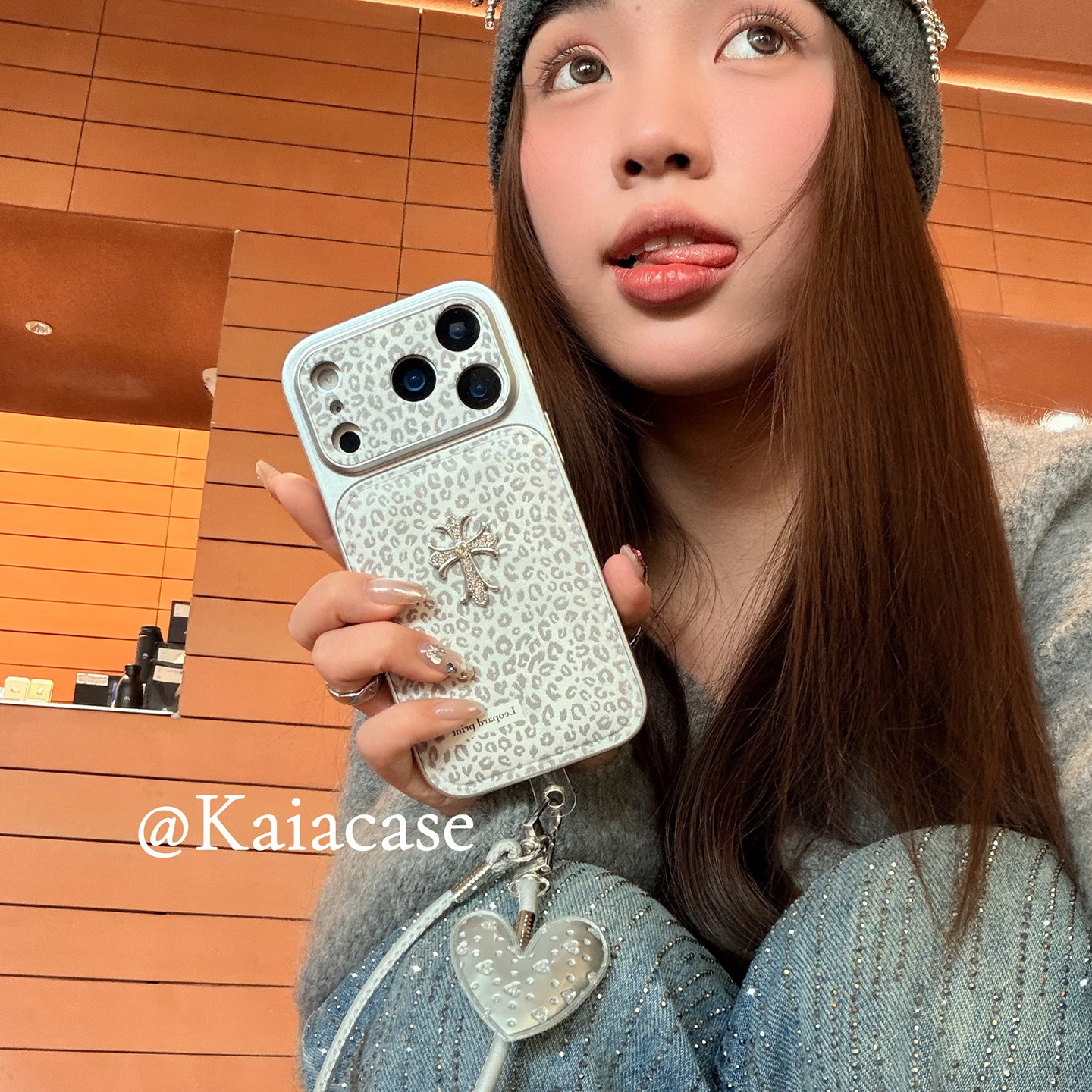 kaia时髦ins豹纹立体水钻十字架适用苹果17promax手机壳iphone16pro新款13女14pro带挂绳15pro皮质防摔手机套,3C数码配件,手机保护套/壳,淘宝优惠券,粉丝福利购,淘宝优惠卷