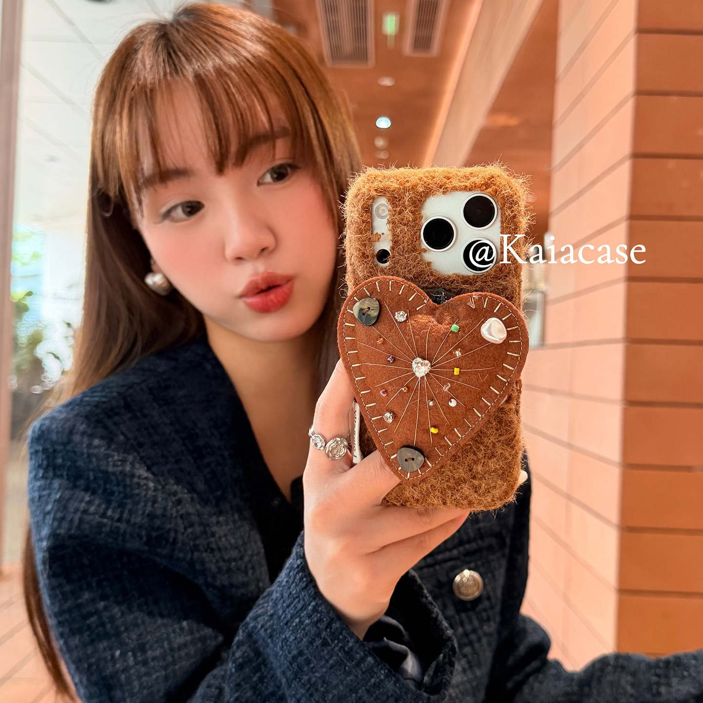 kaia 秋冬纯色毛绒茸爱心彩钻适用苹果17promax手机壳iphone16pro新款13女14pro磁吸支架15pro全包防摔手机套,3C数码配件,手机保护套/壳,淘宝优惠券,粉丝福利购,淘宝优惠卷