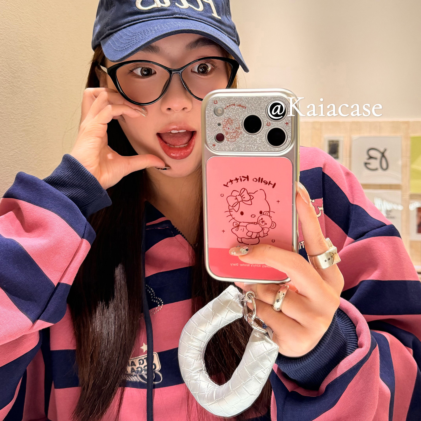 kaia 甜美少女心粉哈喽kt小熊适用苹果17promax手机壳iphone16pro新款17女14pro手提腕带15pro全包防摔手机套,3C数码配件,手机保护套/壳,淘宝优惠券,粉丝福利购,淘宝优惠卷