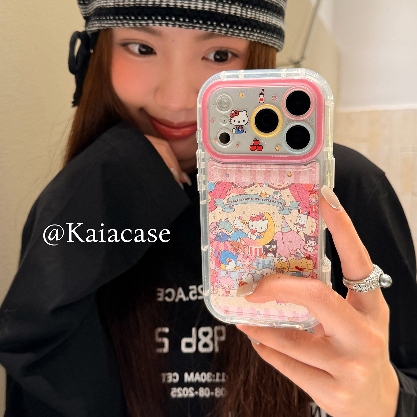 kaia 软萌粉卡通三丽鸥马戏团插画适用苹果17promax手机壳iphone16pro新款17女14pro创意15pro皮质防摔手机套,3C数码配件,手机保护套/壳,淘宝优惠券,粉丝福利购,淘宝优惠卷