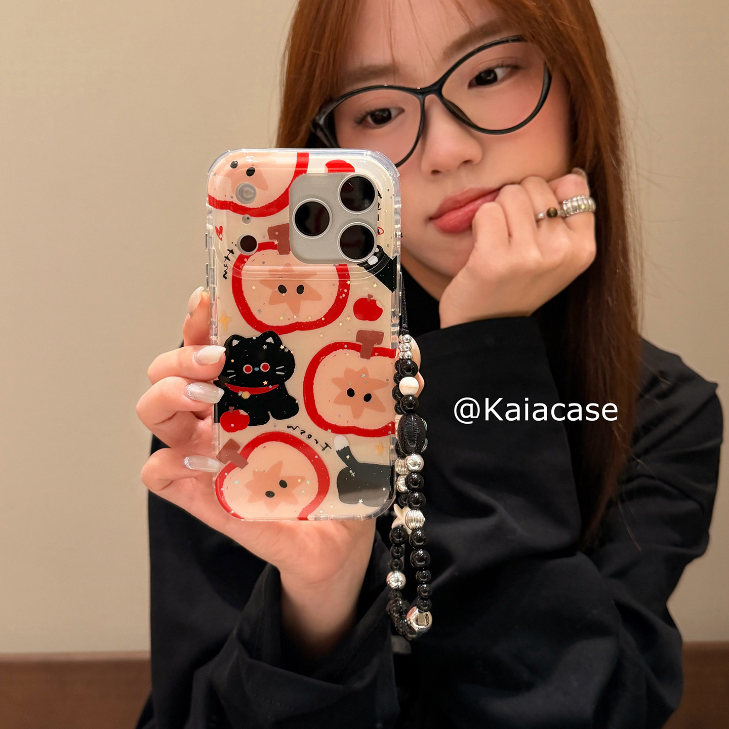 kaia俏皮ins小众红苹果卡通黑猫适用苹果17promax手机壳iphone16pro新款17女14pro带链条15pro双层防摔手机套,3C数码配件,手机保护套/壳,淘宝优惠券,粉丝福利购,淘宝优惠卷
