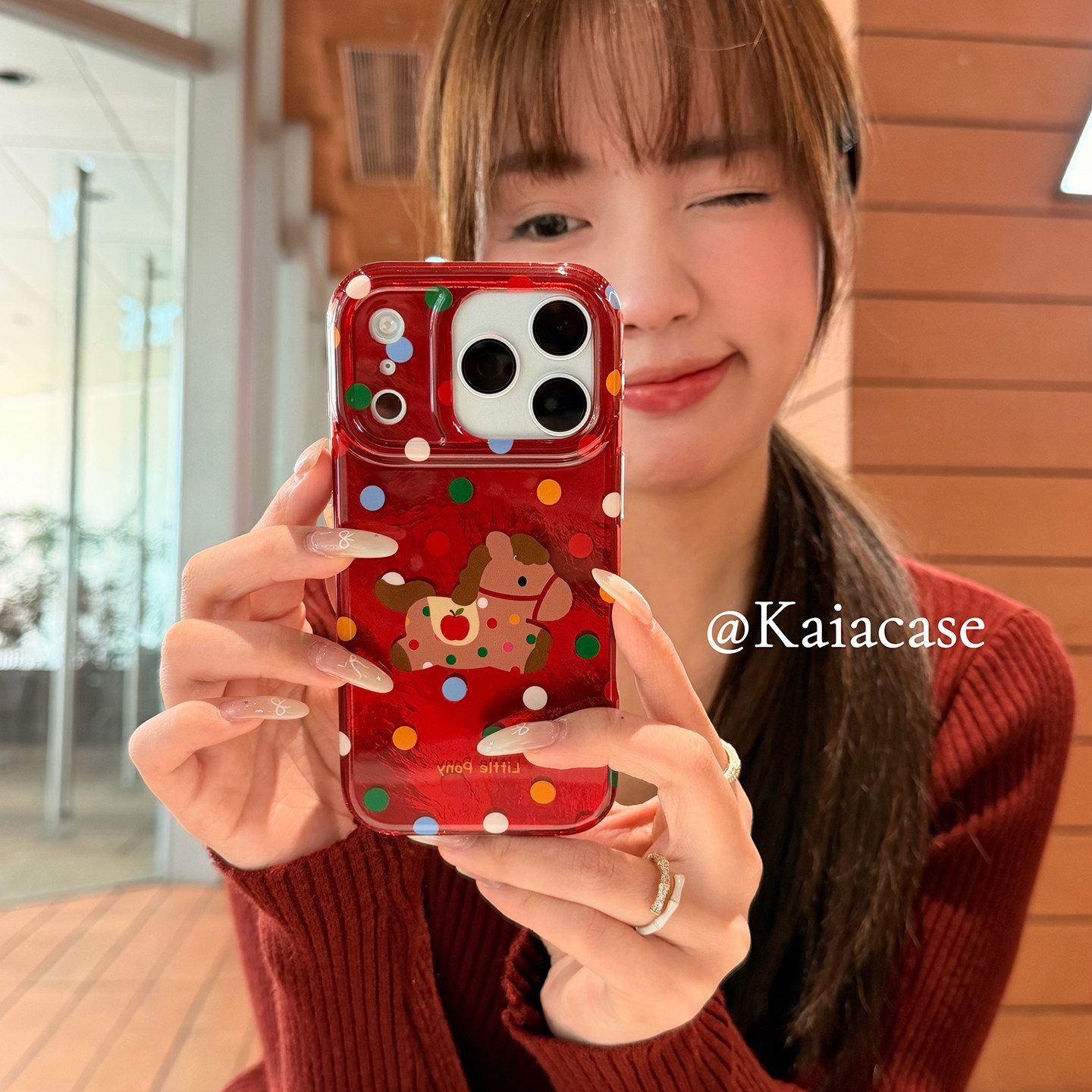 kaia 新年红可爱彩色波点卡通小马适用苹果17promax手机壳iphone16pro新款13女14pro创意15pro双层防摔手机套,3C数码配件,手机保护套/壳,淘宝优惠券,粉丝福利购,淘宝优惠卷
