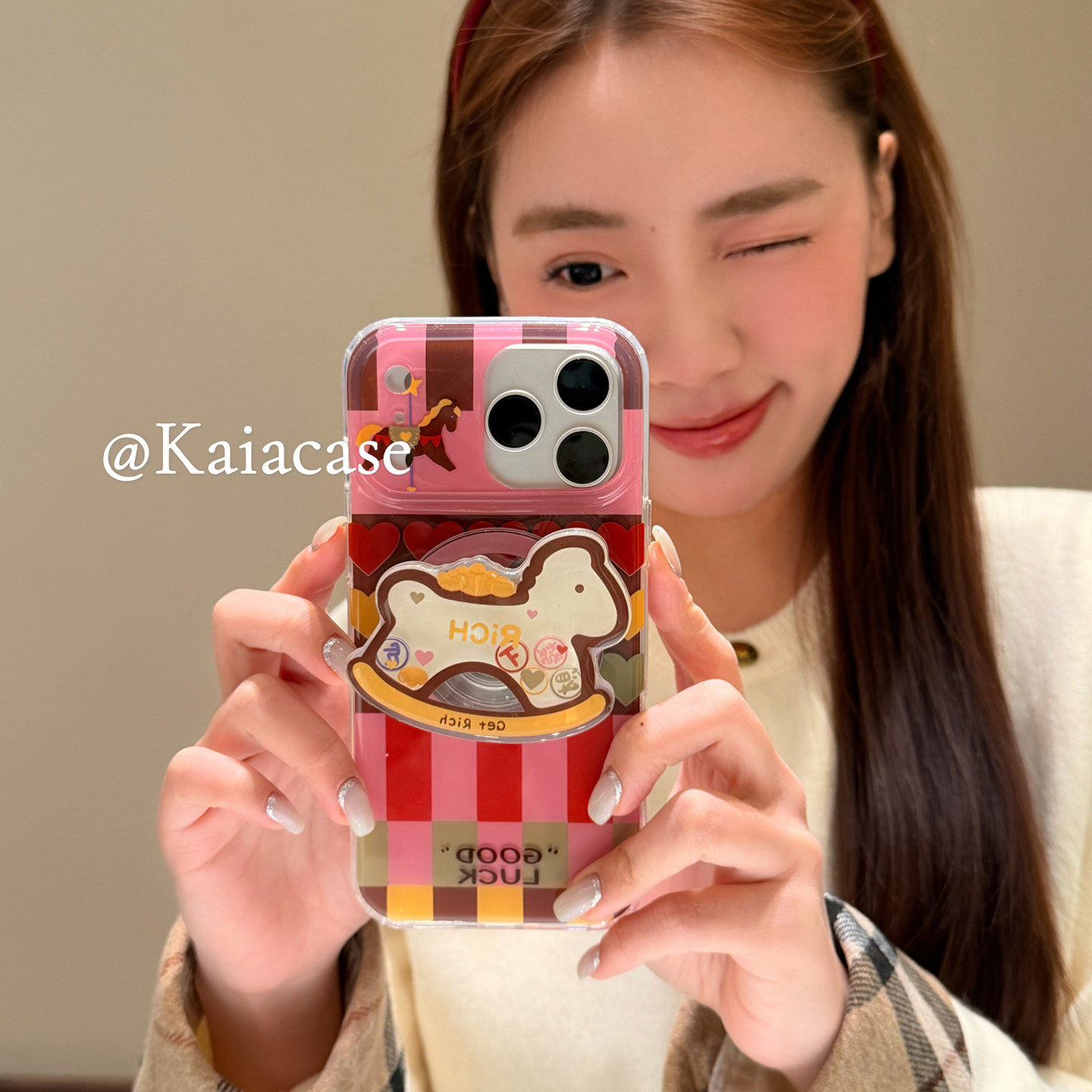 kaia 甜美彩色爱心小马摇摇乐适用苹果17promax手机壳iphone16pro新款13女14pro磁吸支架15pro全包防摔手机套,3C数码配件,手机保护套/壳,淘宝优惠券,粉丝福利购,淘宝优惠卷