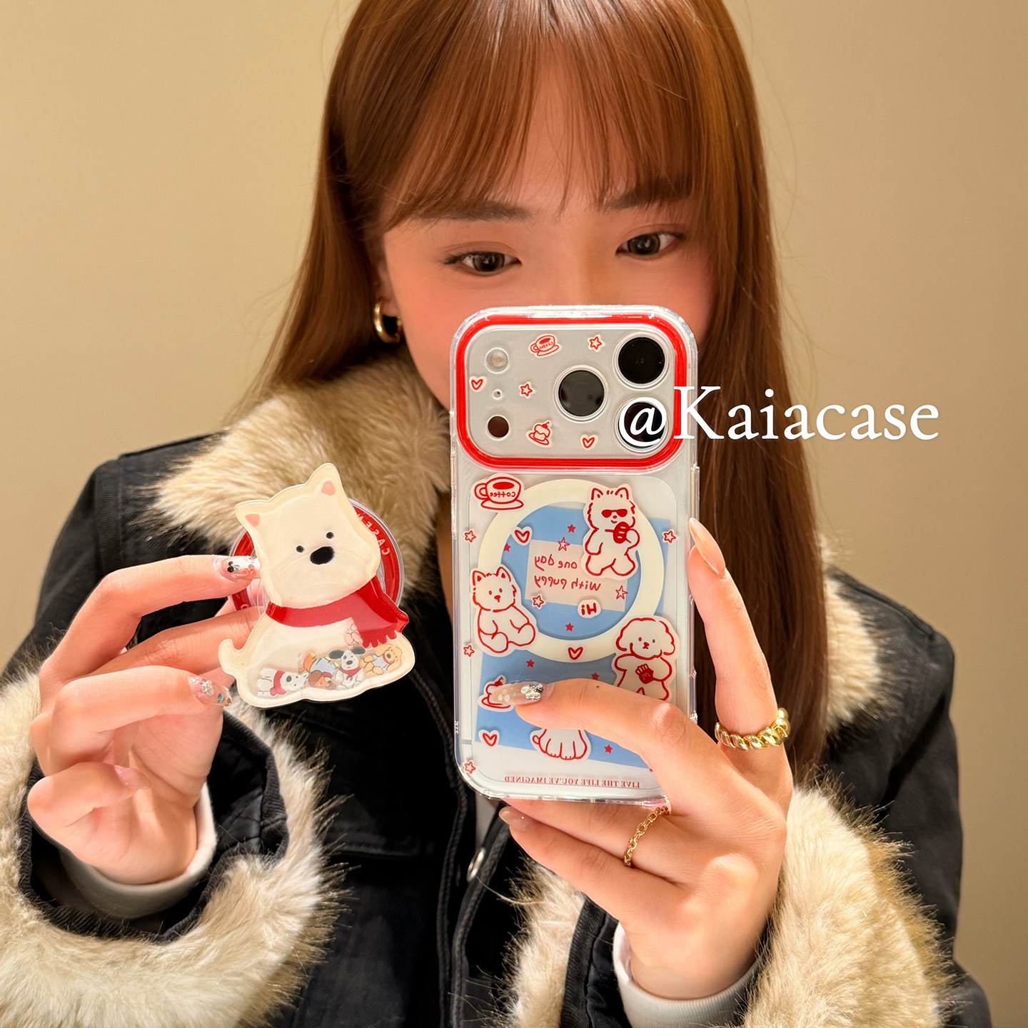 kaia卡通ins透明西高地摇摇乐适用苹果17promax手机壳iphone16pro新款16女17pro磁吸支架15pro全包防摔手机套,3C数码配件,手机保护套/壳,淘宝优惠券,粉丝福利购,淘宝优惠卷