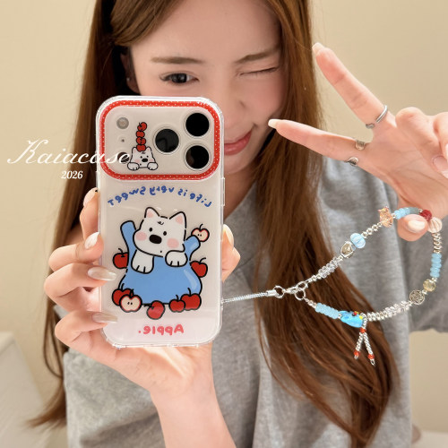 kaia呆萌ins可爱苹果袋子西高地适用苹果17promax手机壳iphone16pro新款16女17pro带链条15pro全包防摔手机套