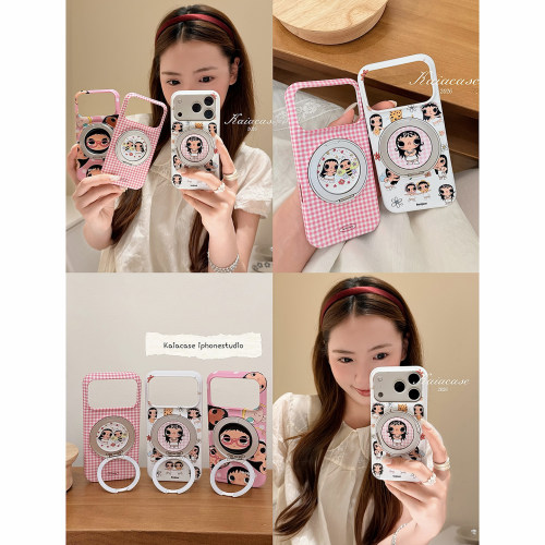 kaia 少女心卡通小玉yuy插画适用苹果17promax手机壳iphone16pro新款16女17pro支点支架15pro全包防摔手机套