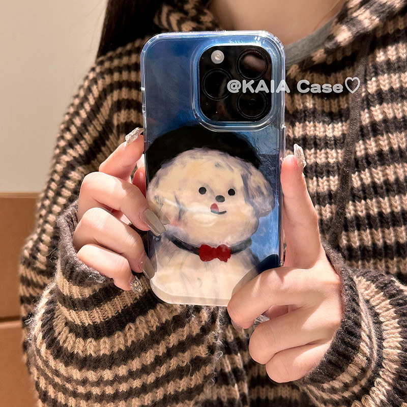 kaia 趣味油画卡通小狗适用iphone16promax手机壳
