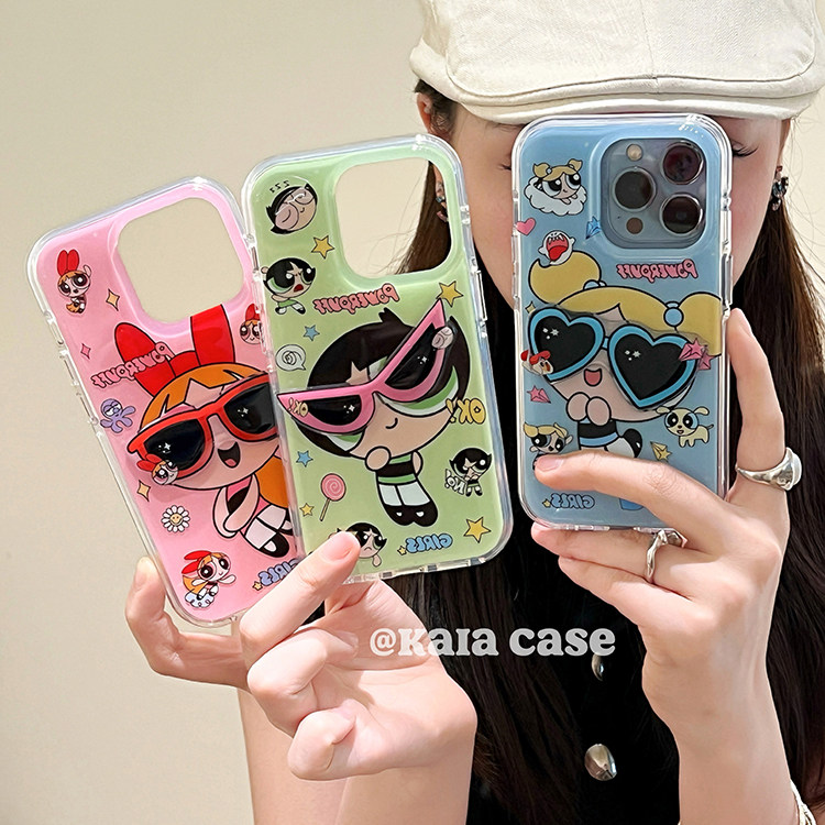 kaia趣味可爱卡通飞天小女警立体墨镜适用苹果17promax手机壳iphone13新款15女14pro创意16pro双层防摔手机套,3C数码配件,手机保护套/壳,淘宝优惠券,粉丝福利购,淘宝优惠卷