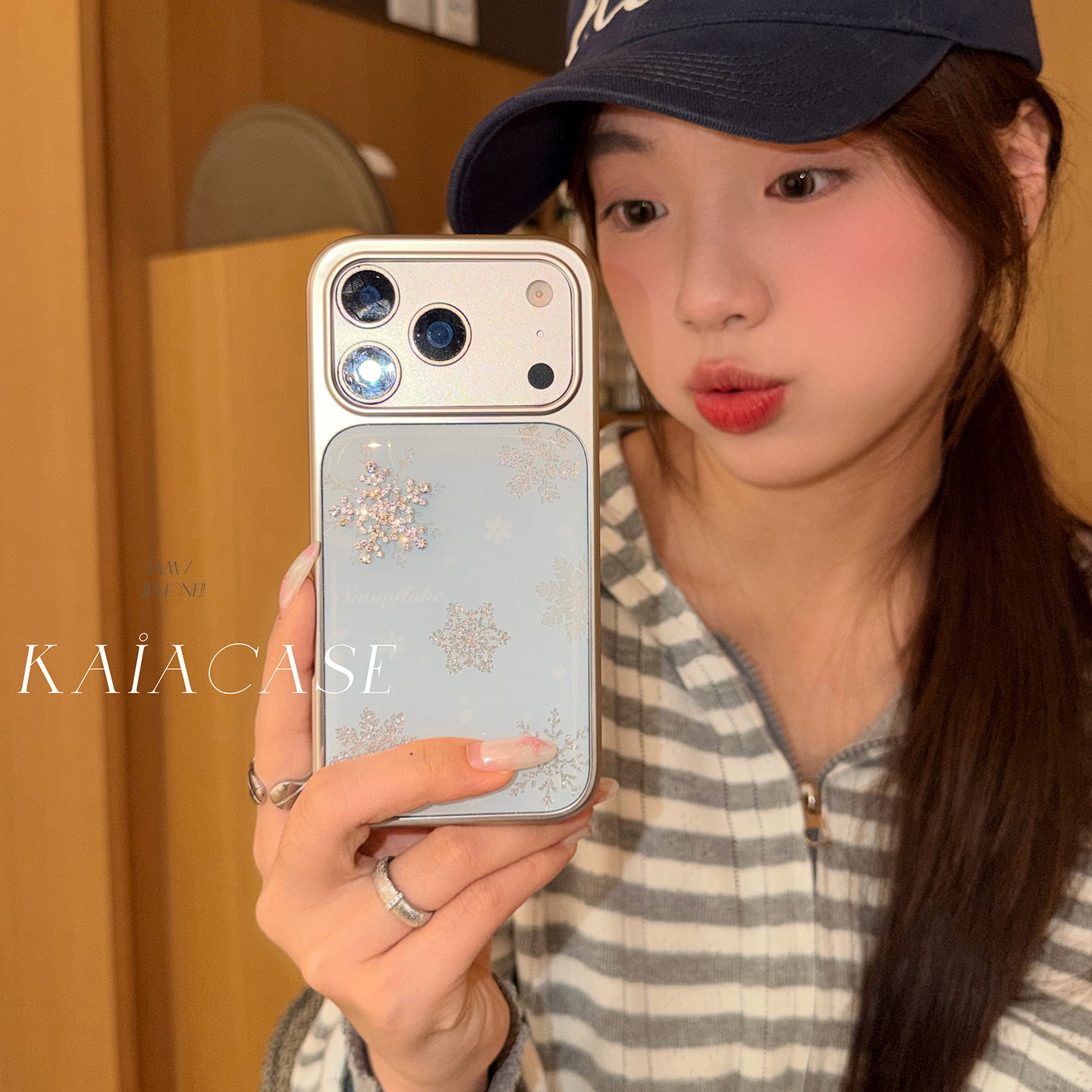 kaia 秋冬韩系简约蓝立体雪花适用苹果17promax手机壳iphone16pro新款13女14pro创意15pro滴胶全包防摔手机套,3C数码配件,手机保护套/壳,淘宝优惠券,粉丝福利购,淘宝优惠卷