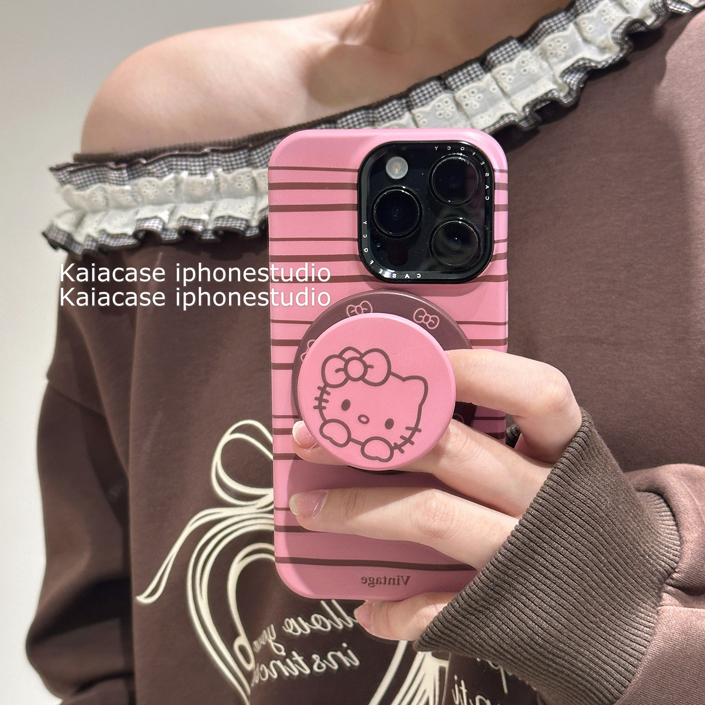 kaia秋冬甜酷粉棕色HelloKitty适用苹果17promax手机壳iphone13新款15女14pro磁吸支架16pro磨砂菲林硬手机套,3C数码配件,手机保护套/壳,淘宝优惠券,粉丝福利购,淘宝优惠卷