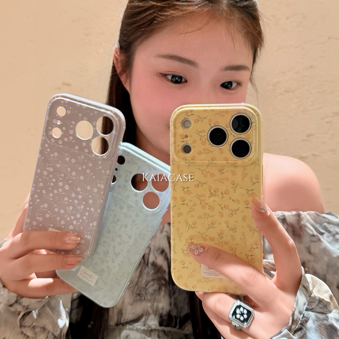 kaia春夏ins甜美少女心小清新碎花适用苹果17promax手