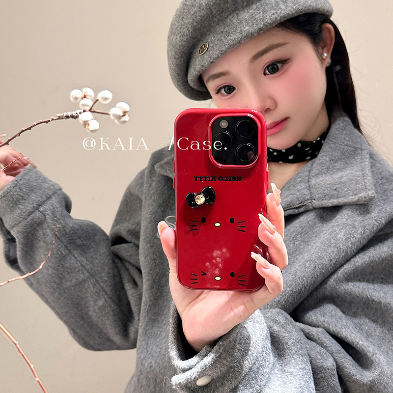 kaia 新年酒红色哈喽kt猫用苹果16promax手机壳iph