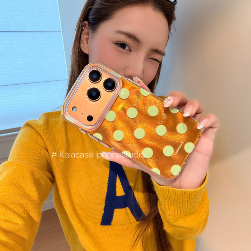 kaia 夏日高级感锡纸纹波点适用苹果18promax手机壳iphone17pro新款14/15/16女17pm创意18pro全包防摔手机套