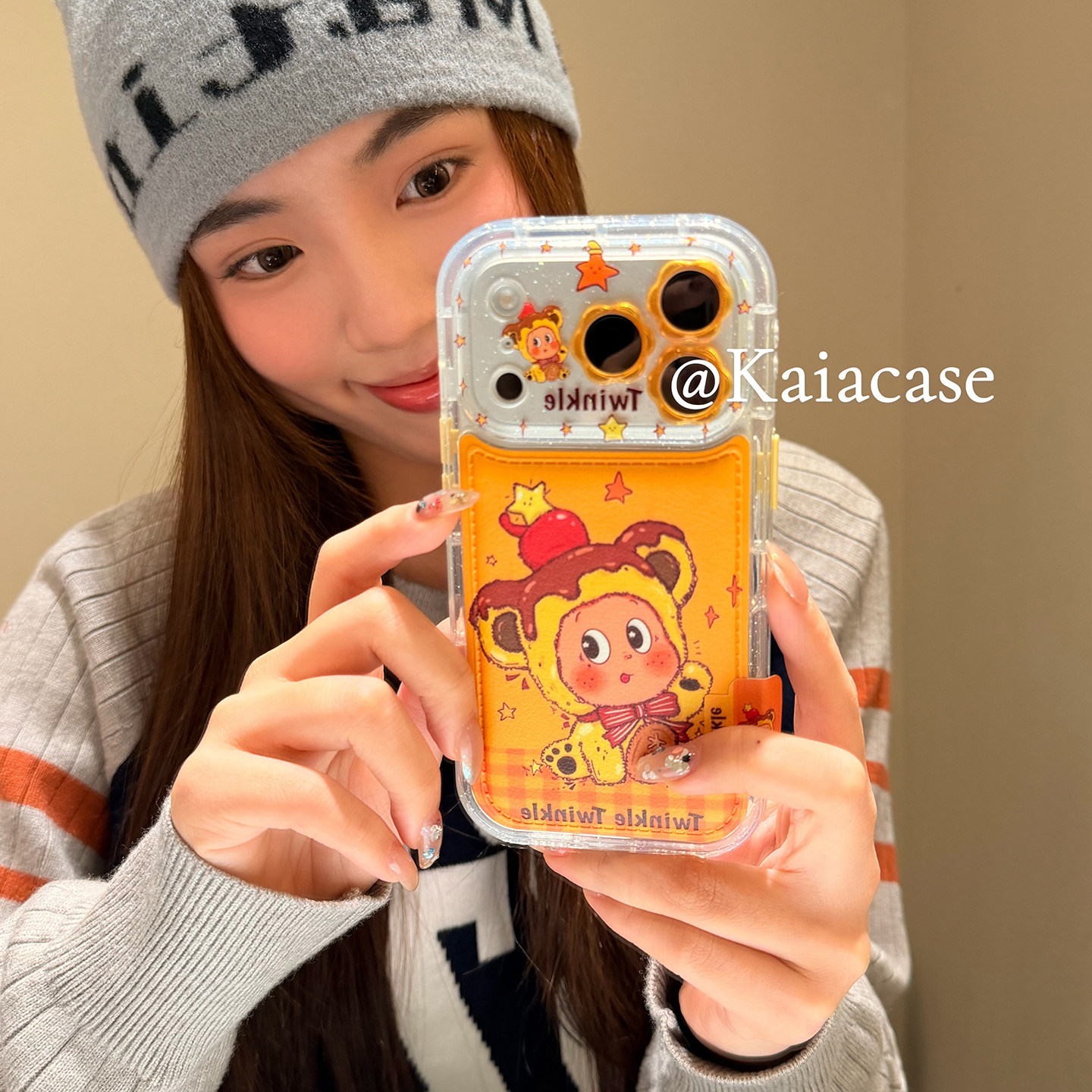 kaia 趣味橙格纹卡通流心星星小人适用苹果17promax手机壳iphone16pro新款13女14pro创意15pro皮质防摔手机套,3C数码配件,手机保护套/壳,淘宝优惠券,粉丝福利购,淘宝优惠卷