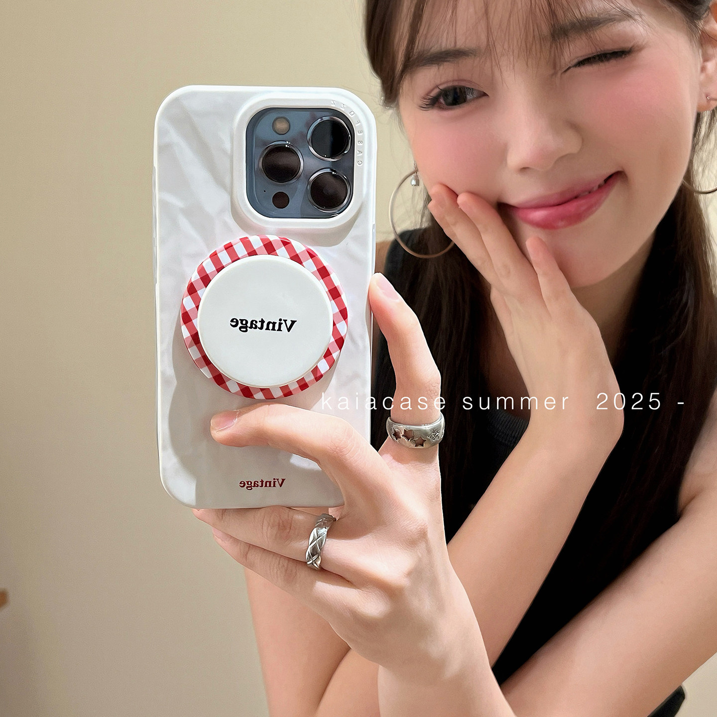 kaia 韩风ins极简纯白红格纹字母适用苹果16promax手机壳iphone13新款15女14pro磁吸支架16pro磨砂防摔手机套,3C数码配件,手机保护套/壳,淘宝优惠券,粉丝福利购,淘宝优惠卷