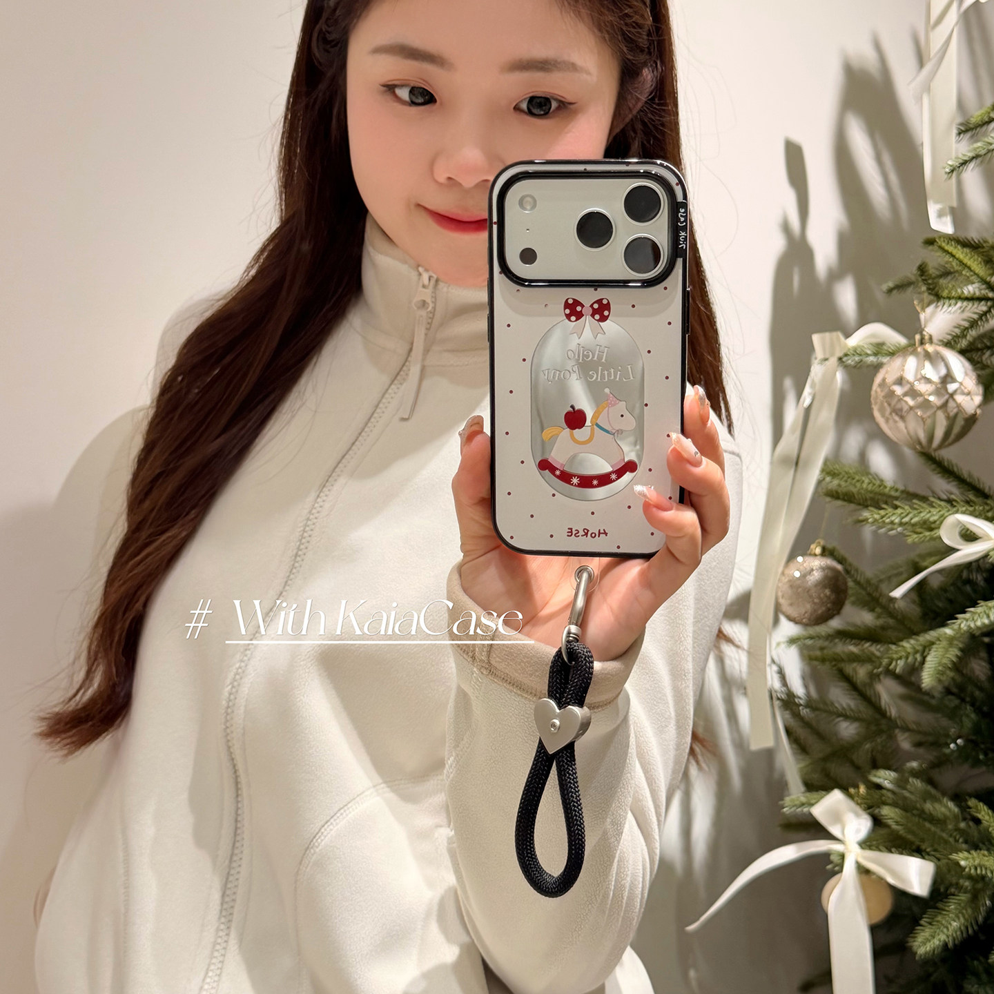 kaia 新年红波点卡通摇摇马镜面适用苹果17promax手机壳iphone16pro新款13女14pro带挂绳15pro全包防摔手机套,3C数码配件,手机保护套/壳,淘宝优惠券,粉丝福利购,淘宝优惠卷