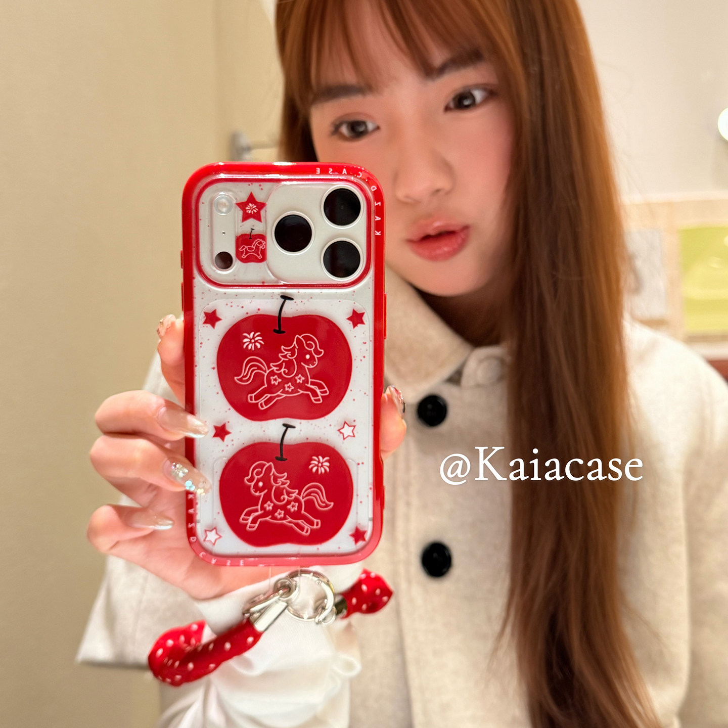 kaia 新年款透明红苹果小马星星适用苹果17promax手机壳iphone16pro新款17女14pro带挂绳15pro全包防摔手机套,3C数码配件,手机保护套/壳,淘宝优惠券,粉丝福利购,淘宝优惠卷