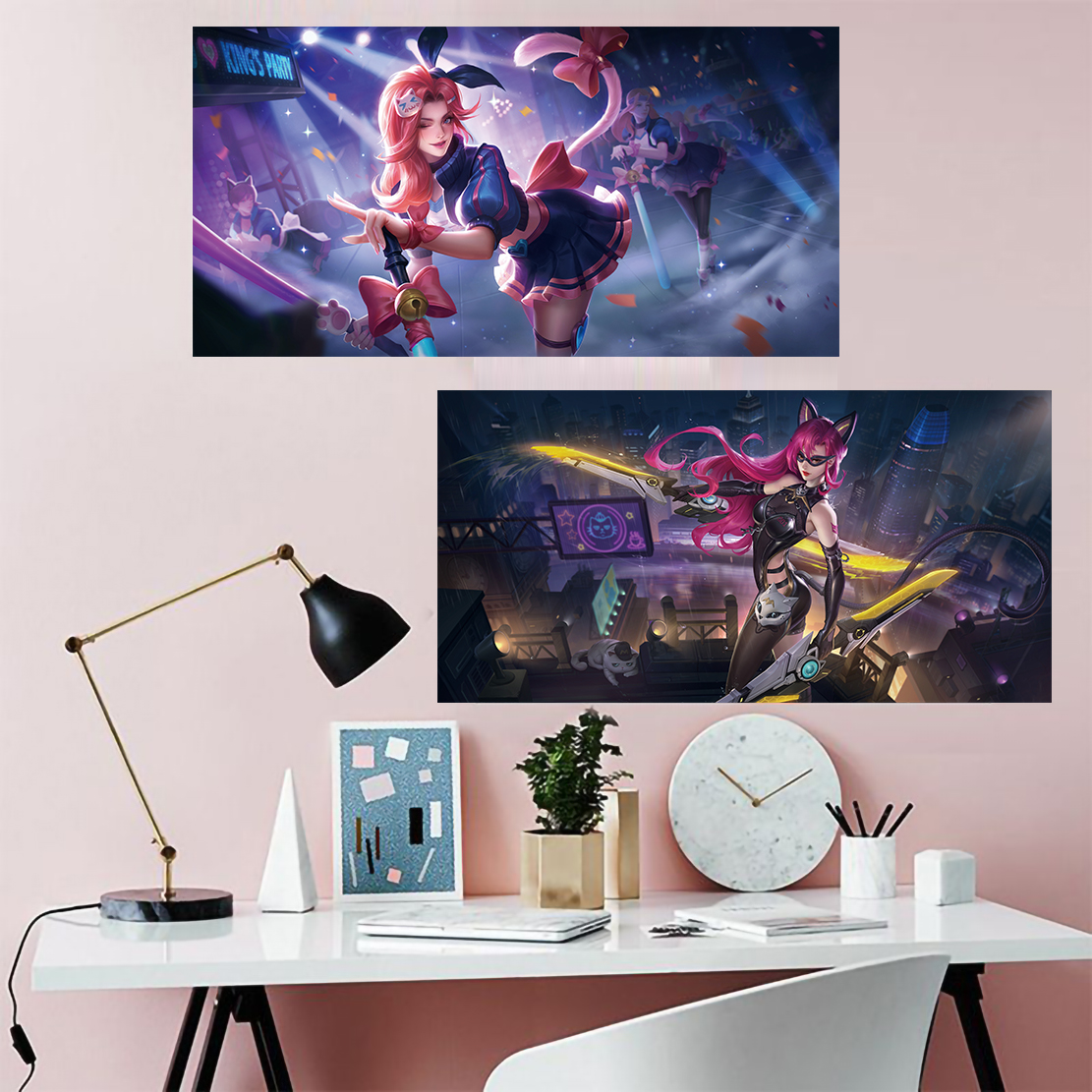 王者荣耀阿轲海报卧室宿舍墙贴自粘防水壁纸贴纸超大高清可定制