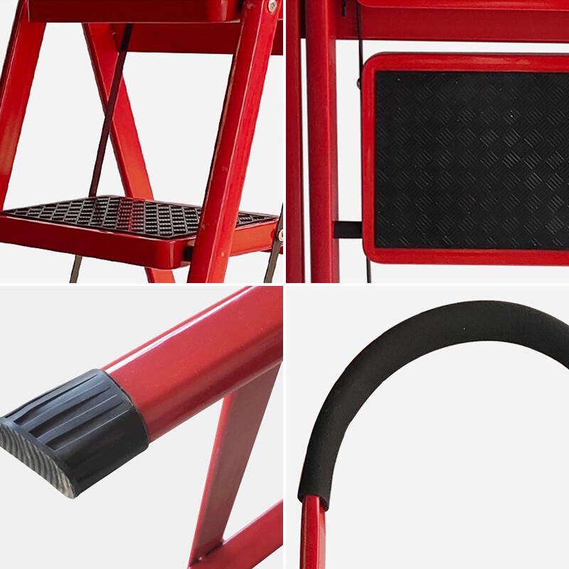 斯铂格四步梯加厚红色人字梯折叠梯工程登高梯储物货梯子BGA-35