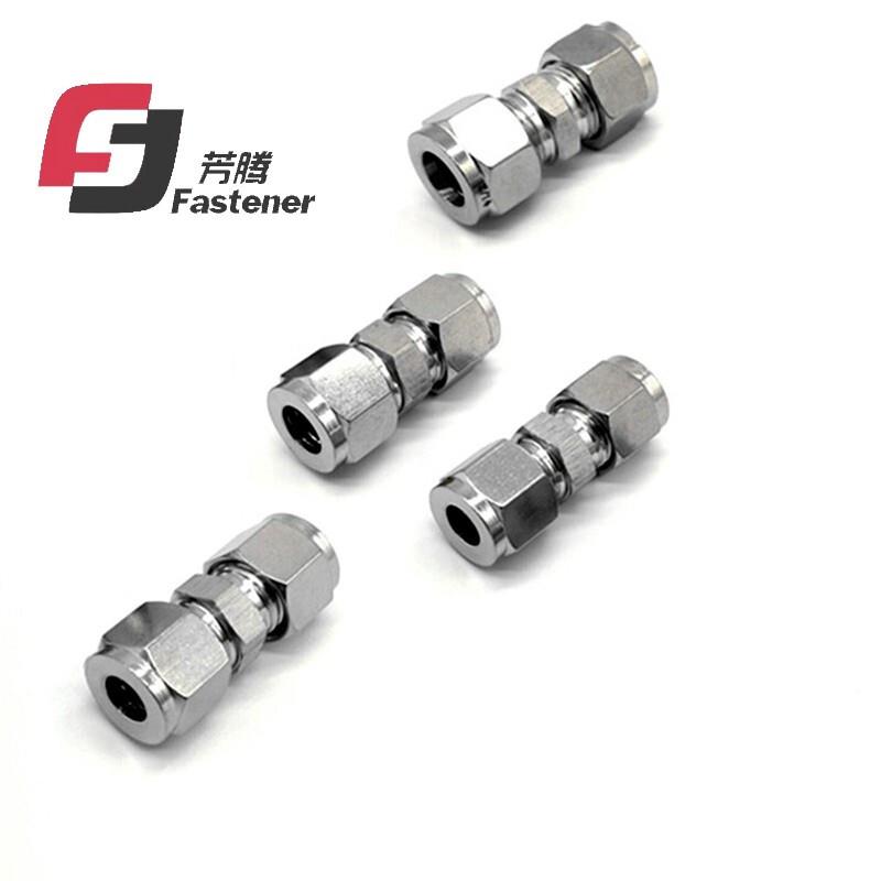 芳腾304不锈钢316直通中间卡套接头3-25mm英制卡套式直通仪表铜管