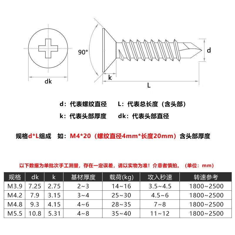 304不锈钢沉头十字自钻钻尾螺丝410平头自攻螺栓燕尾螺钉ISO15482