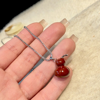 【发财福禄】酒红色葫芦毛衣链