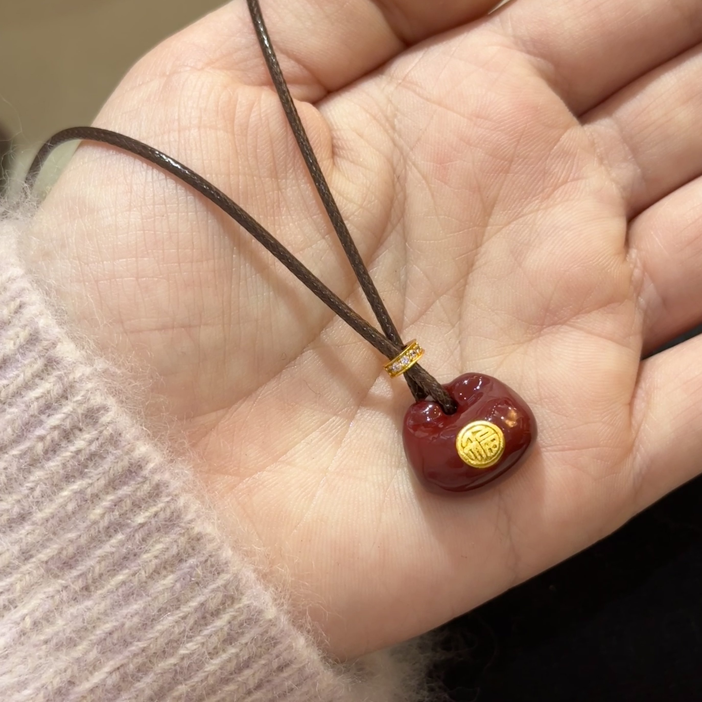 古法工艺酒红色珐琅胖福项链,珠宝/钻石/翡翠,手饰,淘宝优惠券,粉丝福利购,淘宝优惠卷