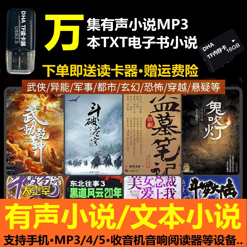 有声小说MP3内存卡TXT电子书热门玄幻鬼吹灯故事手机音响储存TF卡
