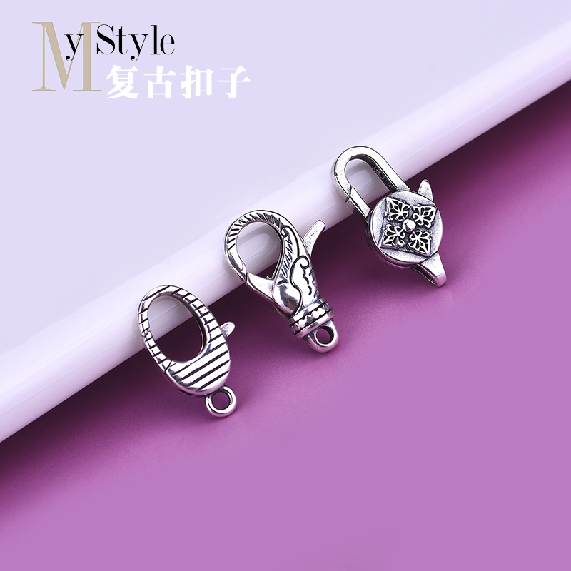 s925纯银复古泰银qq条纹编织diy