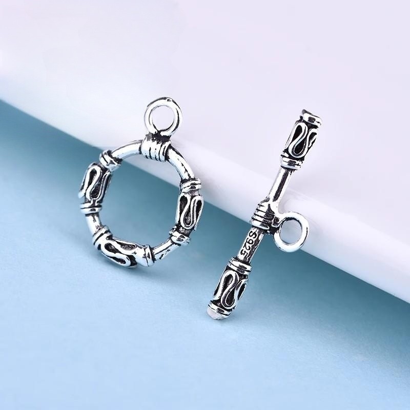 s925圆环扣子diy首饰配件材料